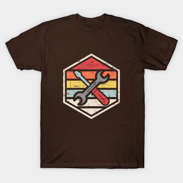 Retro Badge Tools T-Shirt by rojakdesigns